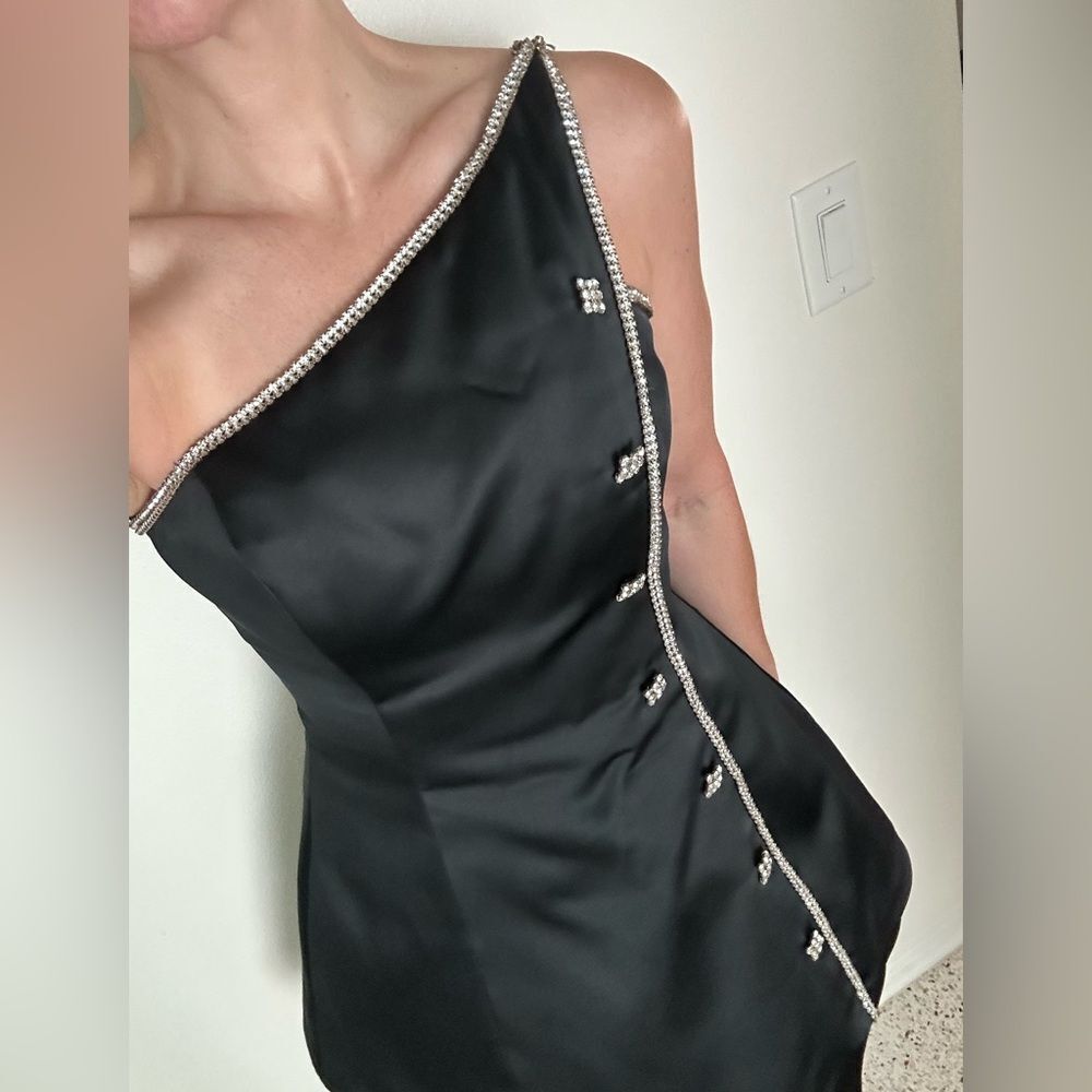 Vintage After Five Julie Duroche black silver rhinestone mini cocktail dress 8 - Picture 2 of 11